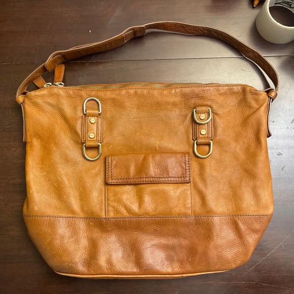 J. Crew Marlow Cognac Brown Leather Handbag Shoulder Bag - Picture 1 of 7